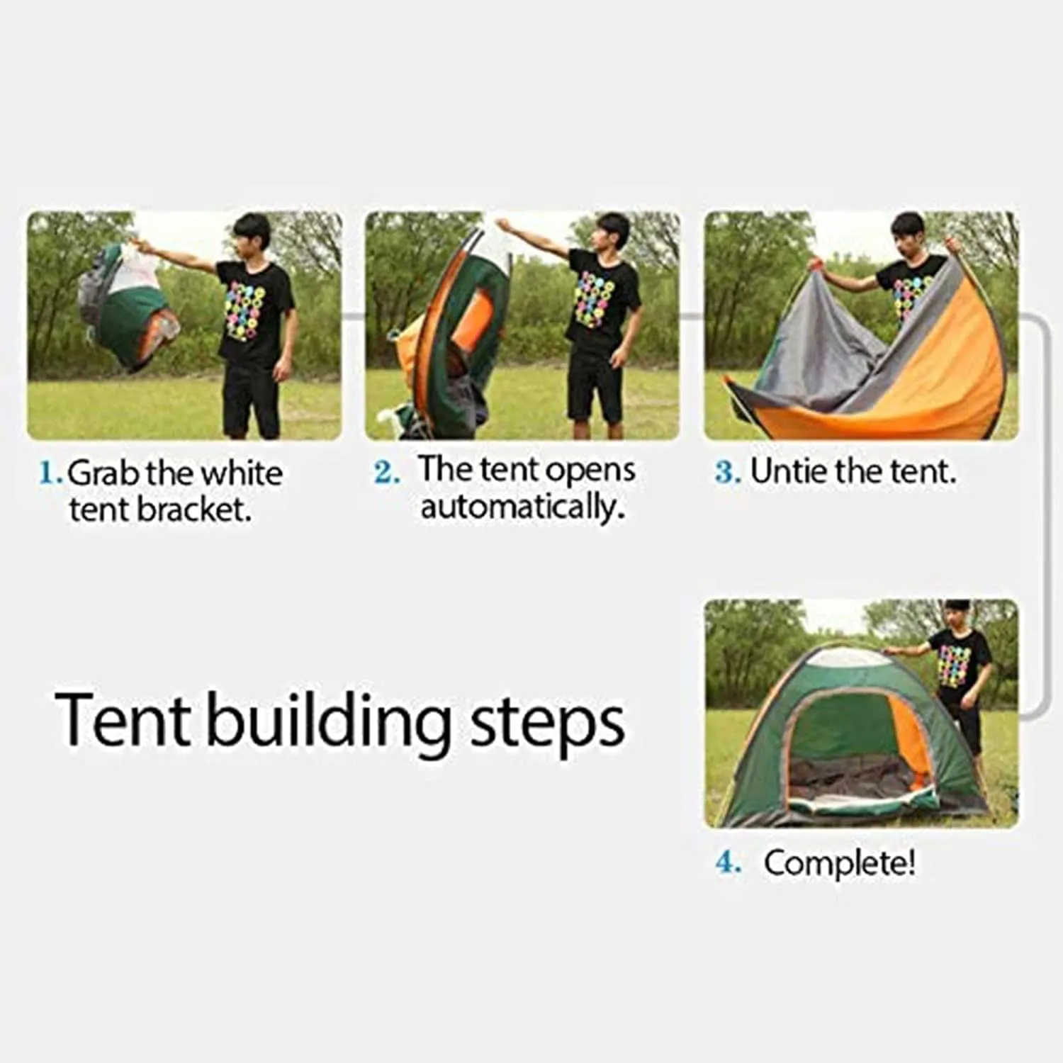 Instant Pop-up Lightweight Camping Tent for 2 Persons Outdoor Easy-to-Set Automatic Family Travel Tent Portable Backpack Ultra-Light Waterproof Wind-Proof Uv-pr 2-3 People