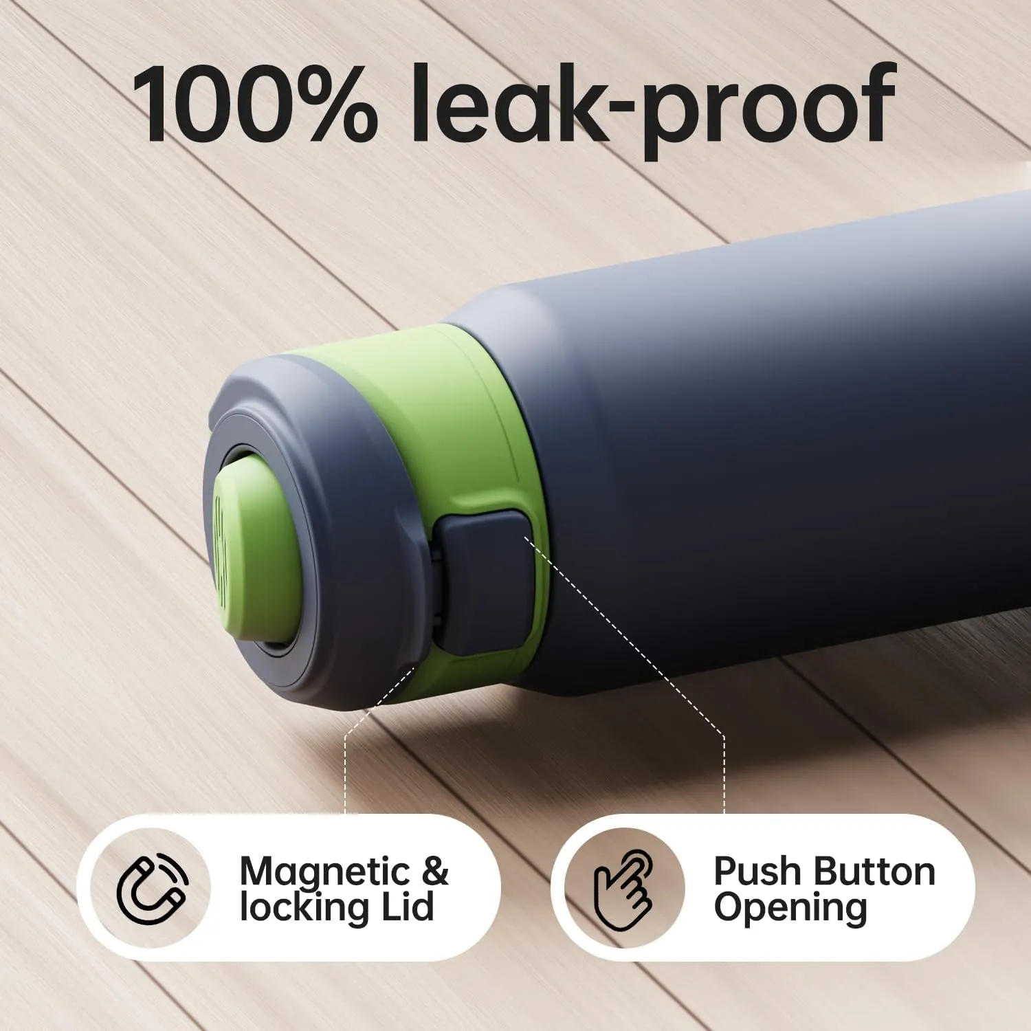 Insulated Magnetic Water Bottle - Reusable Stainless Steel Bottle with MagSafe Compatible Phone Holder -Keeps Cold for 24 Hours - Perfect for Gym, Sports, and Travel- Navy Blue 32oz
