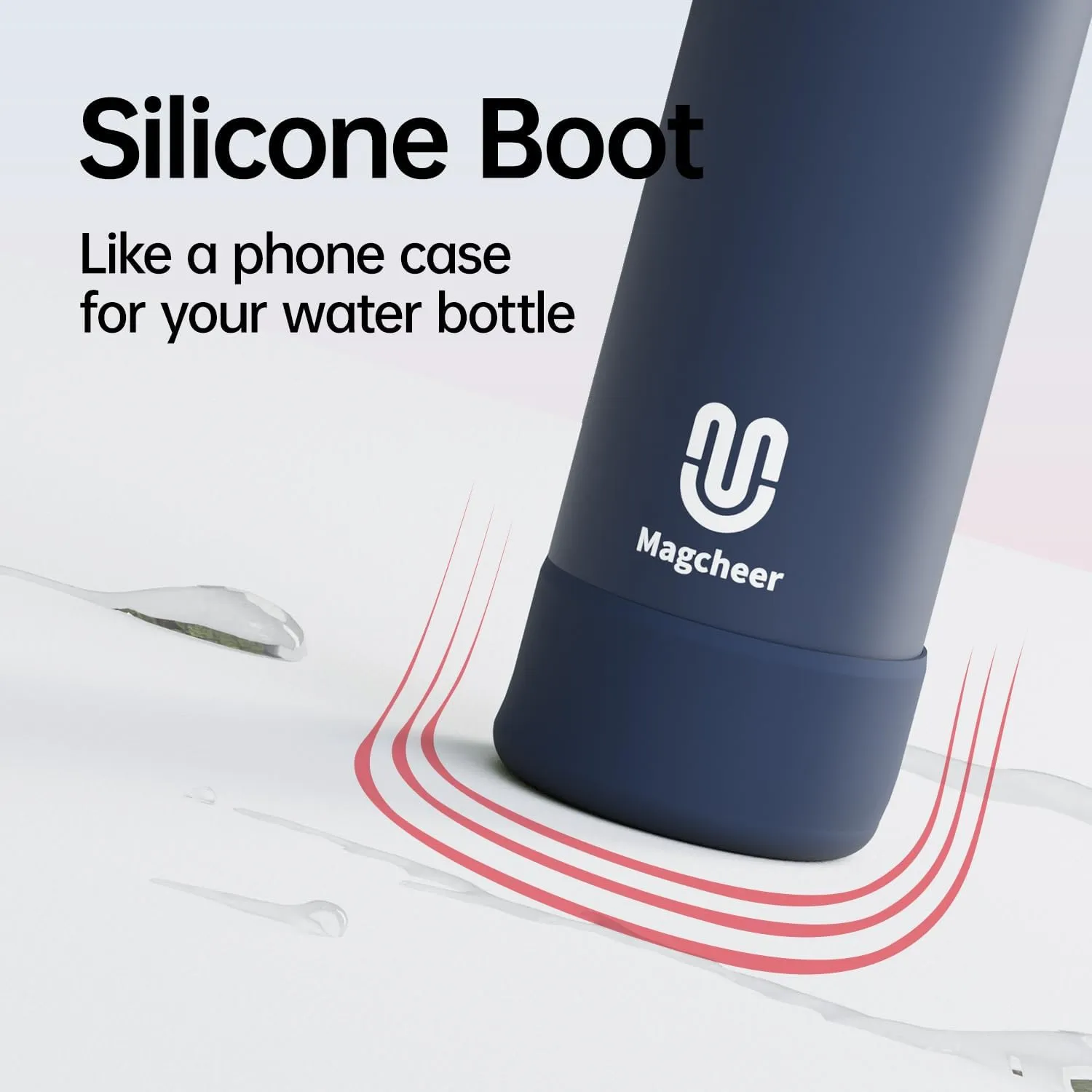 Insulated Magnetic Water Bottle - Reusable Stainless Steel Bottle with MagSafe Compatible Phone Holder -Keeps Cold for 24 Hours - Perfect for Gym, Sports, and Travel- Navy Blue 32oz