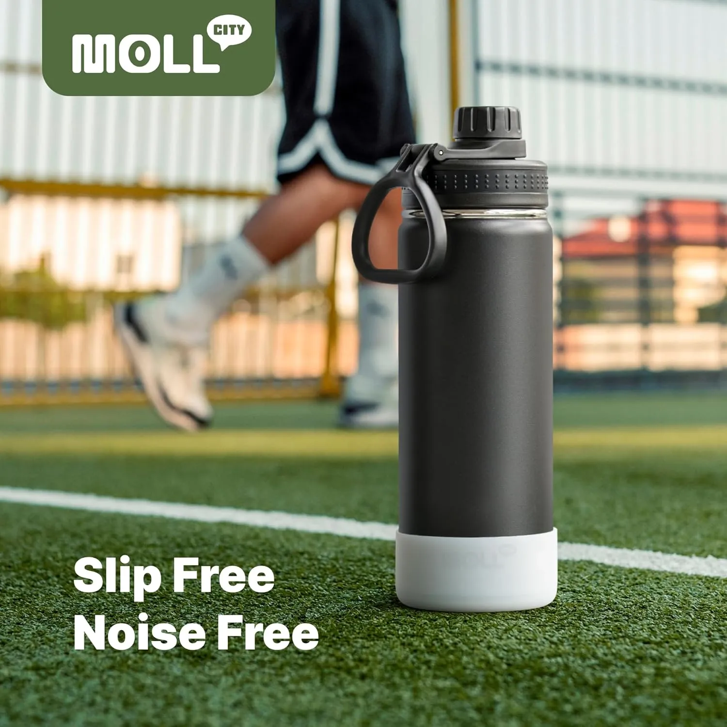 Insulated Water Bottle-22 oz Stainless Steel Double Wall Vacuum Wide Mouth Sports Water Bottle with Spout Lid-Metal Leak Proof Water Flask for Travel (Black)