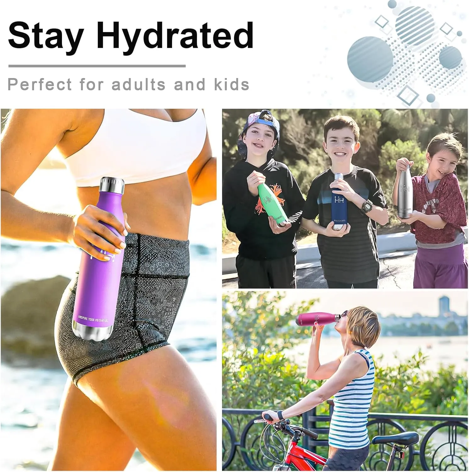 Insulated Water Bottle - 750ML - Stainless Steel Double Wall Insulated Water Bottle, BPA-Free Sports Bottle, Leak-Proof Insulated Bottle, Powder Coating Process - For Hot and Cold Drinks