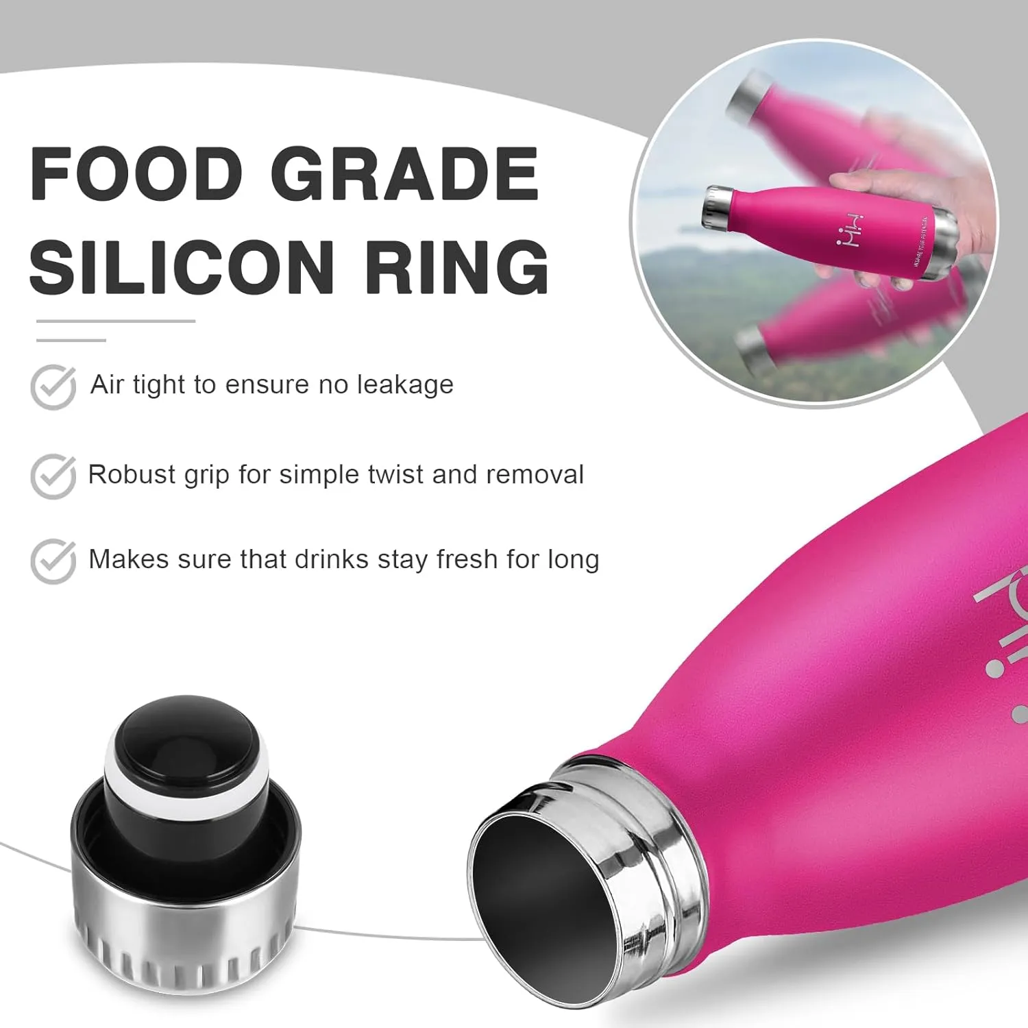 Insulated Water Bottle - 750ML - Stainless Steel Double Wall Insulated Water Bottle, BPA-Free Sports Bottle, Leak-Proof Insulated Bottle, Powder Coating Process - For Hot and Cold Drinks