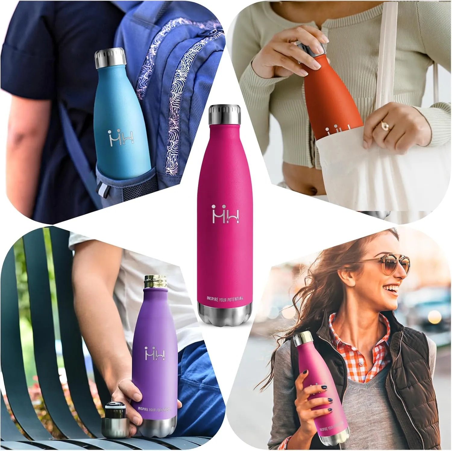 Insulated Water Bottle - 750ML - Stainless Steel Double Wall Insulated Water Bottle, BPA-Free Sports Bottle, Leak-Proof Insulated Bottle, Powder Coating Process - For Hot and Cold Drinks