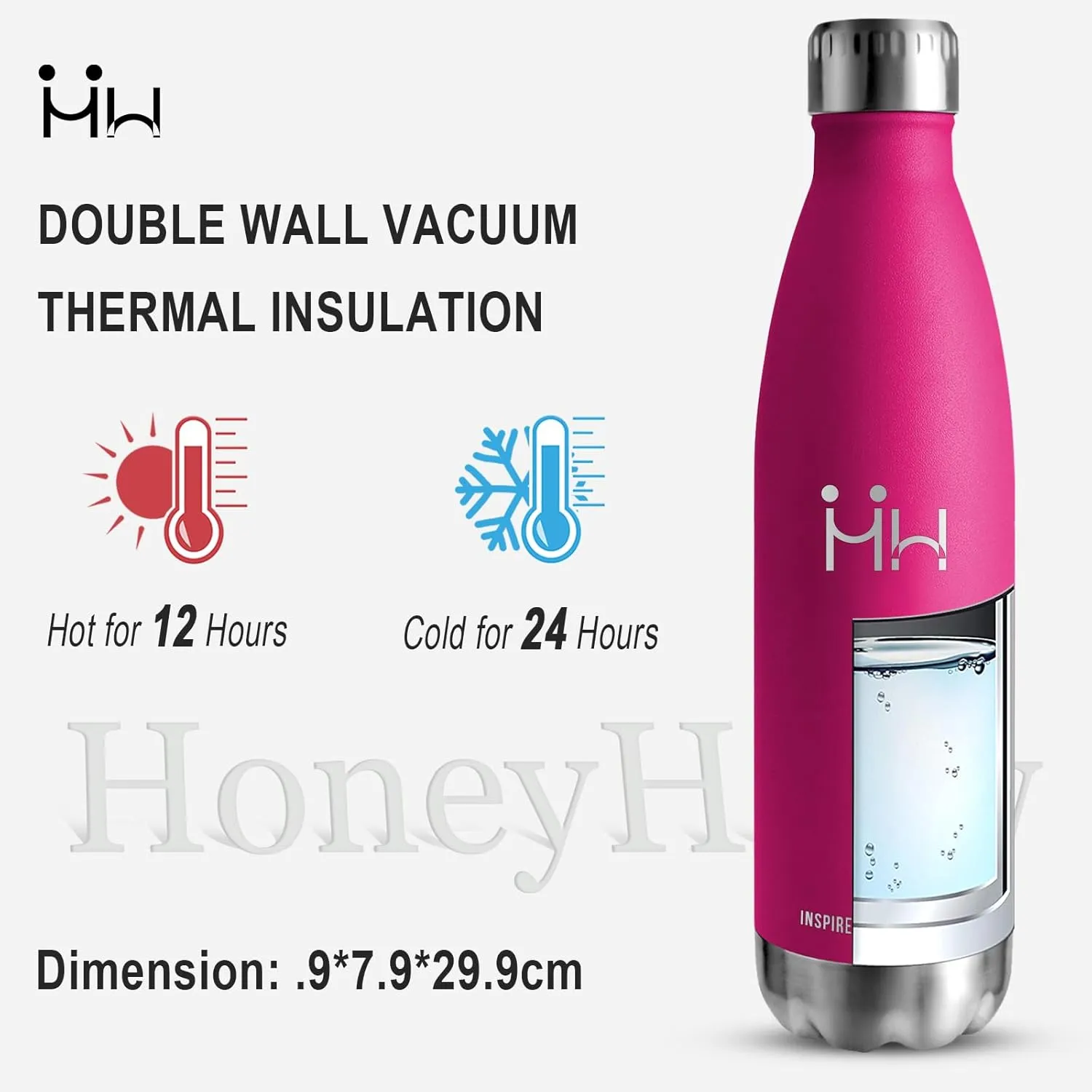 Insulated Water Bottle - 750ML - Stainless Steel Double Wall Insulated Water Bottle, BPA-Free Sports Bottle, Leak-Proof Insulated Bottle, Powder Coating Process - For Hot and Cold Drinks