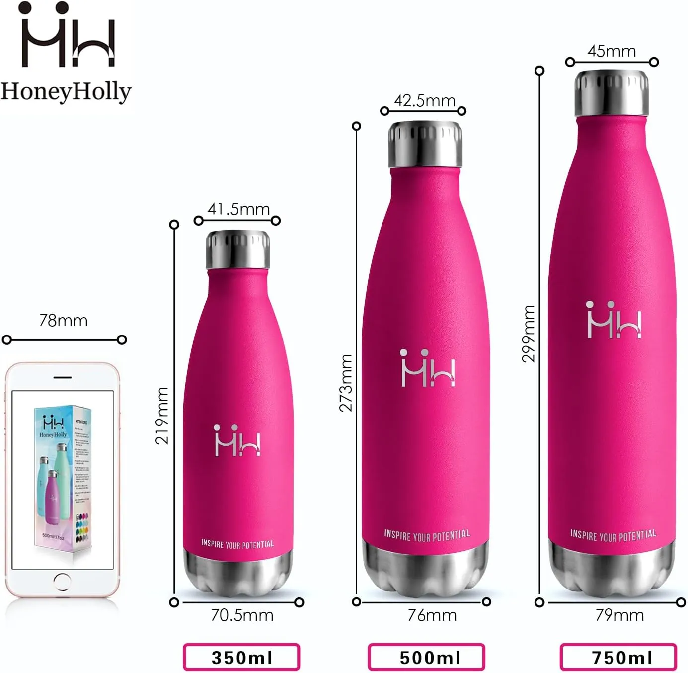 Insulated Water Bottle - 750ML - Stainless Steel Double Wall Insulated Water Bottle, BPA-Free Sports Bottle, Leak-Proof Insulated Bottle, Powder Coating Process - For Hot and Cold Drinks
