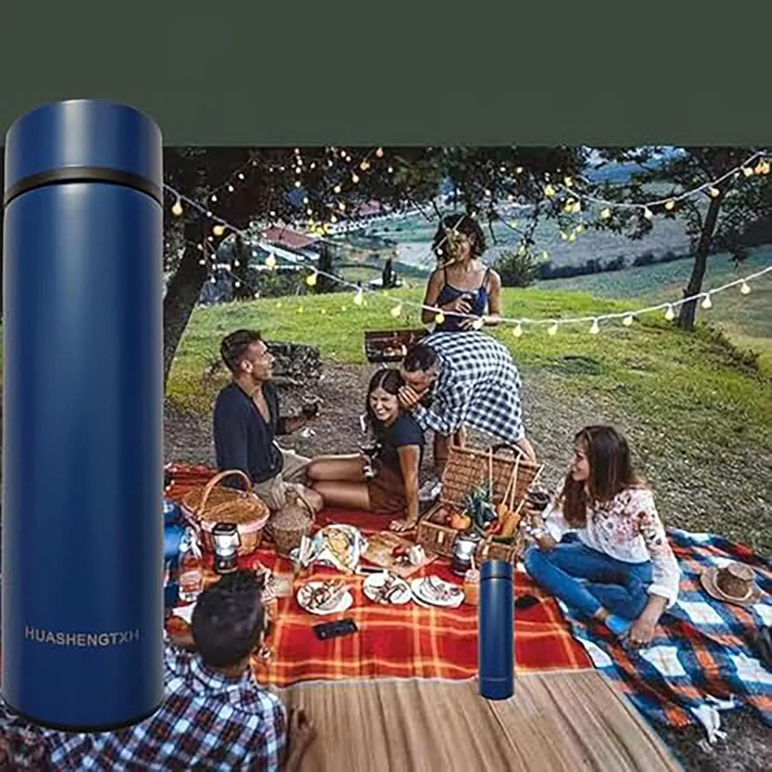 Insulating Water Bottle Outdoor Sports Stainless Steel Insulating Bottle Vacuum Sealed Coffee Bottle Travel Water Bottle Cold and Hot Water Bottle (Blue)