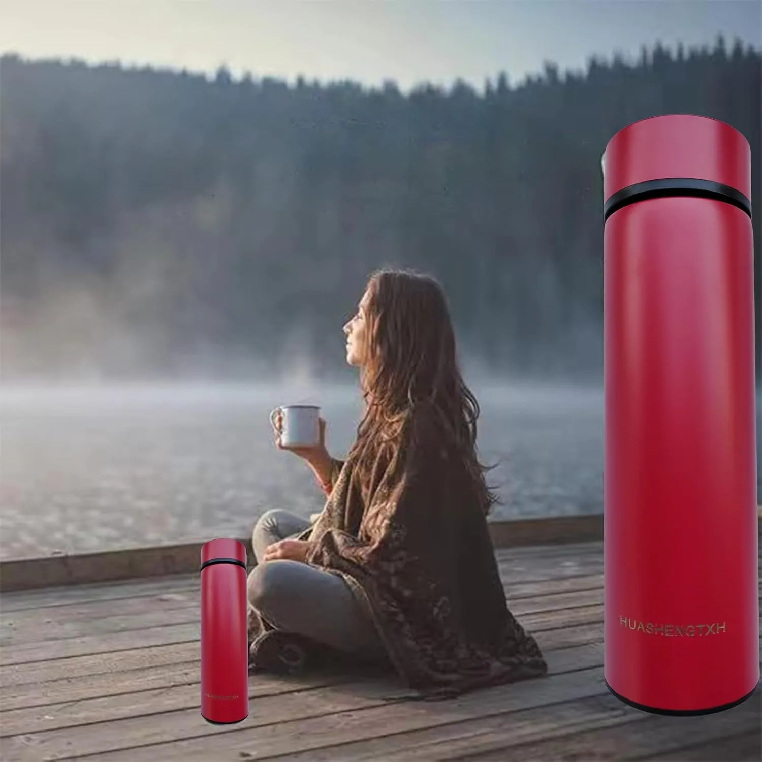 Insulating Water Bottle Outdoor Sports Stainless Steel Insulating Bottle Vacuum Sealed Coffee Bottle Travel Water Bottle Cold and Hot Water Bottle(Red）