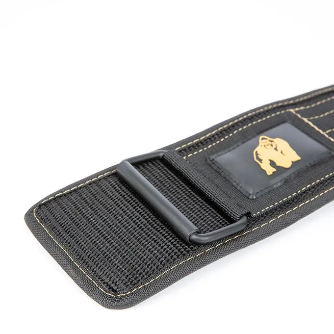 INTE INNE! Gorilla Wear 4 Inch Nylon Belt, Svart/Guld