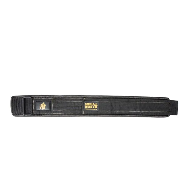 INTE INNE! Gorilla Wear 4 Inch Nylon Belt, Svart/Guld
