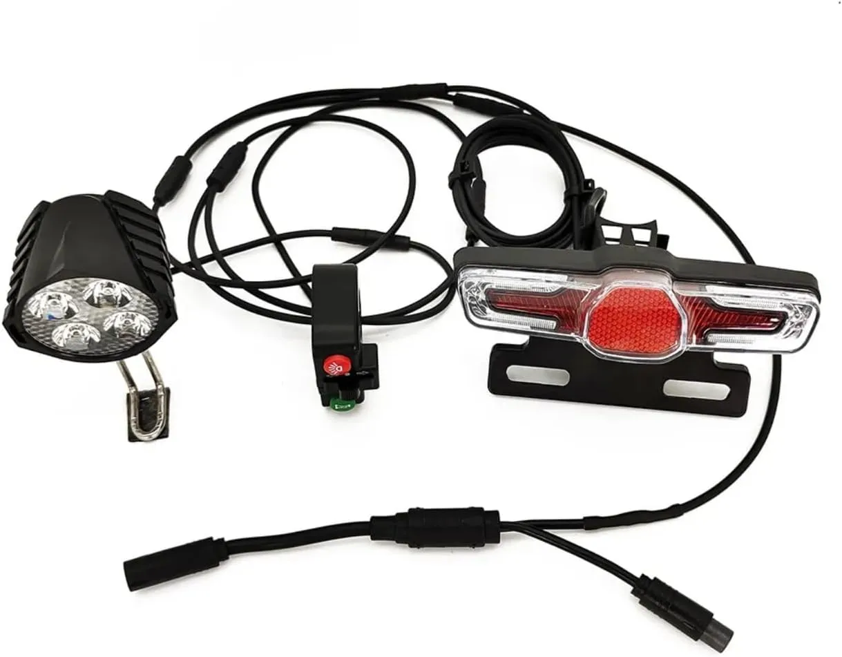 Integrated Waterproof Cable Light Set, Front Rear Turn Signal Brake Lights, Compatible with BBS01 BBSHD 8FUN Mid Drive Motor E-Bikes (Without Bracket)