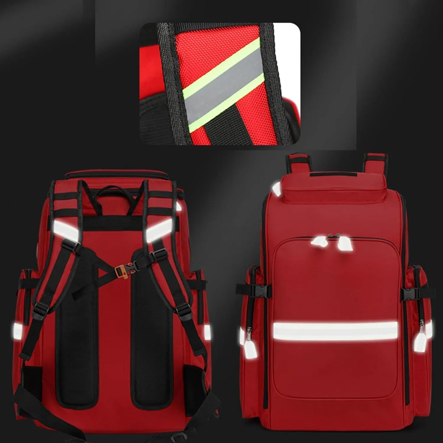 IOCCIOBB First Aid Bag Empty Emergency Bag First Responder Trauma Multi-Pocket Traveling Field Trips Camping Essentials(Red,55x37x25cm)