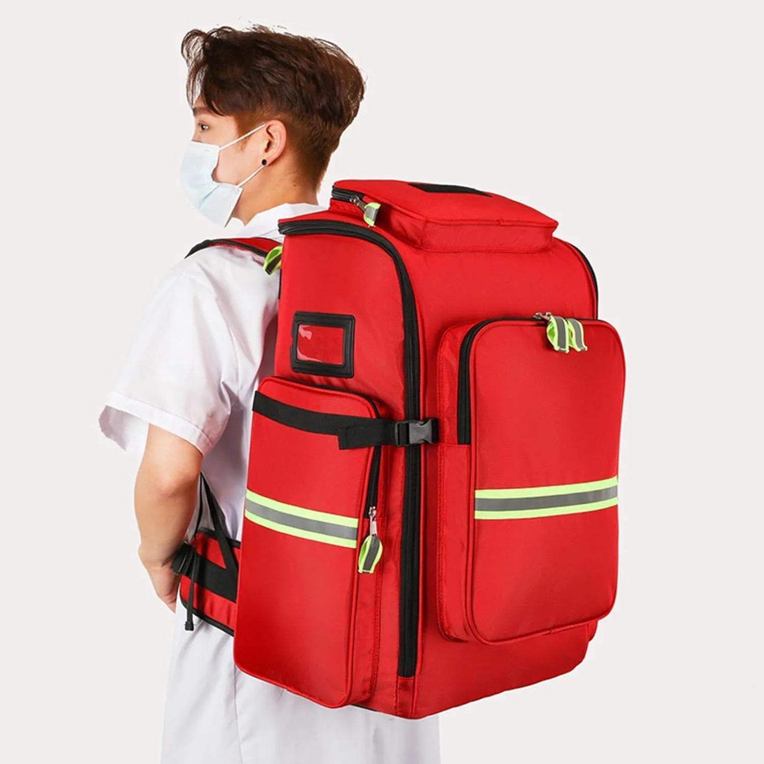IOCCIOBB First Aid Bag Empty Emergency Bag First Responder Trauma Multi-Pocket Traveling Field Trips Camping Essentials(Red,55x37x25cm)