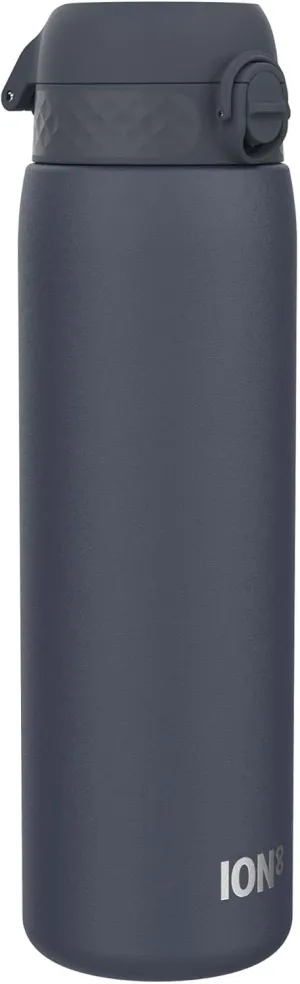 Ion8 1 Litre Stainless Steel Water Bottle, Leak Proof, Easy to Open, Secure Lock, Dishwasher Safe, Carry Handle, Flip Cover, Easy Clean, Durable, Scratch Resistant, 1200 ml/40 oz, Ash Navy Blue