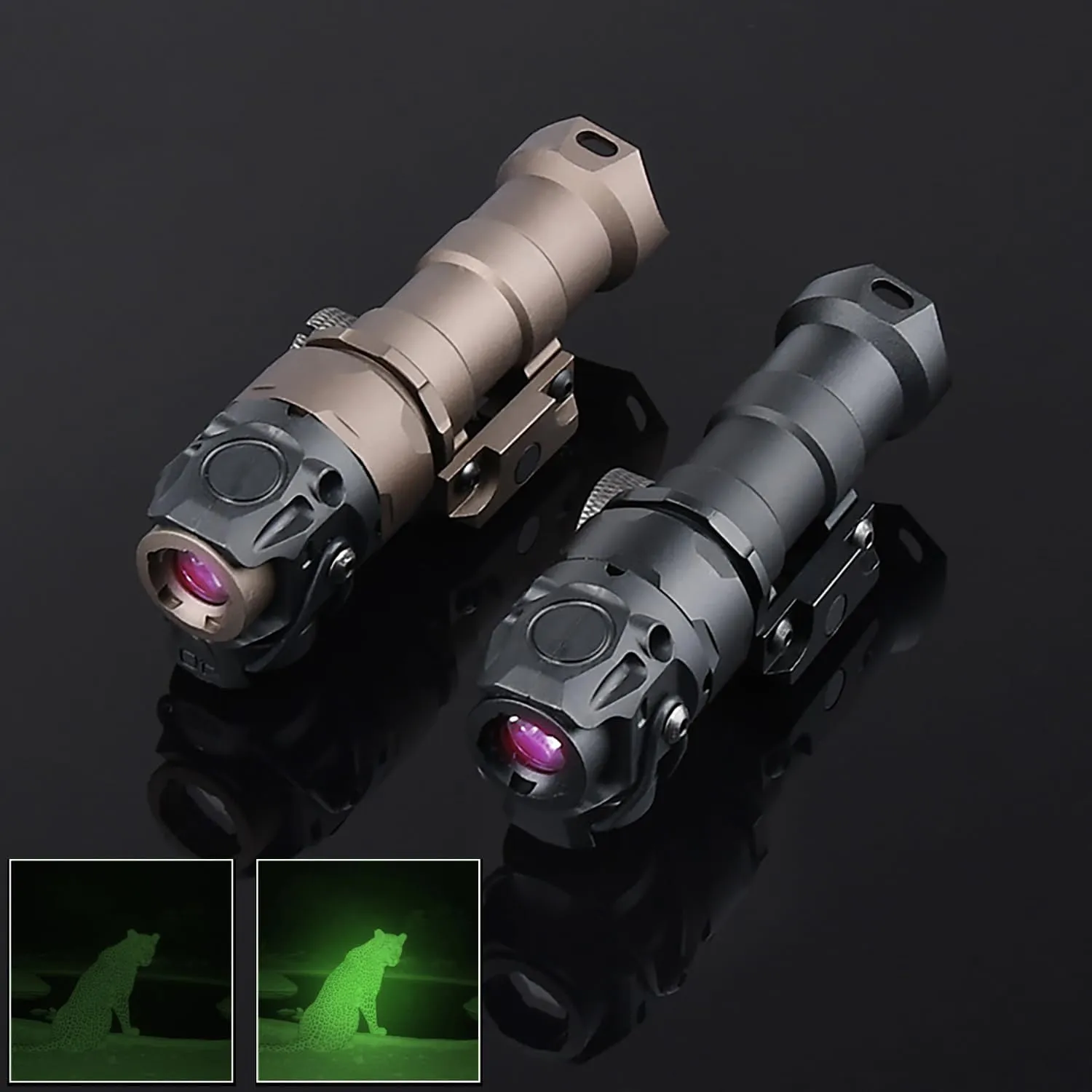 IR Light Scout Flashlight，850nm IR Illuminator LED Mini Scout Torch Light，Infrared Light Night Vision Flashlight，with Remote Pressure Switch Pad & QD Mount Base Combo，For 20mm Rail Mounting，Tan