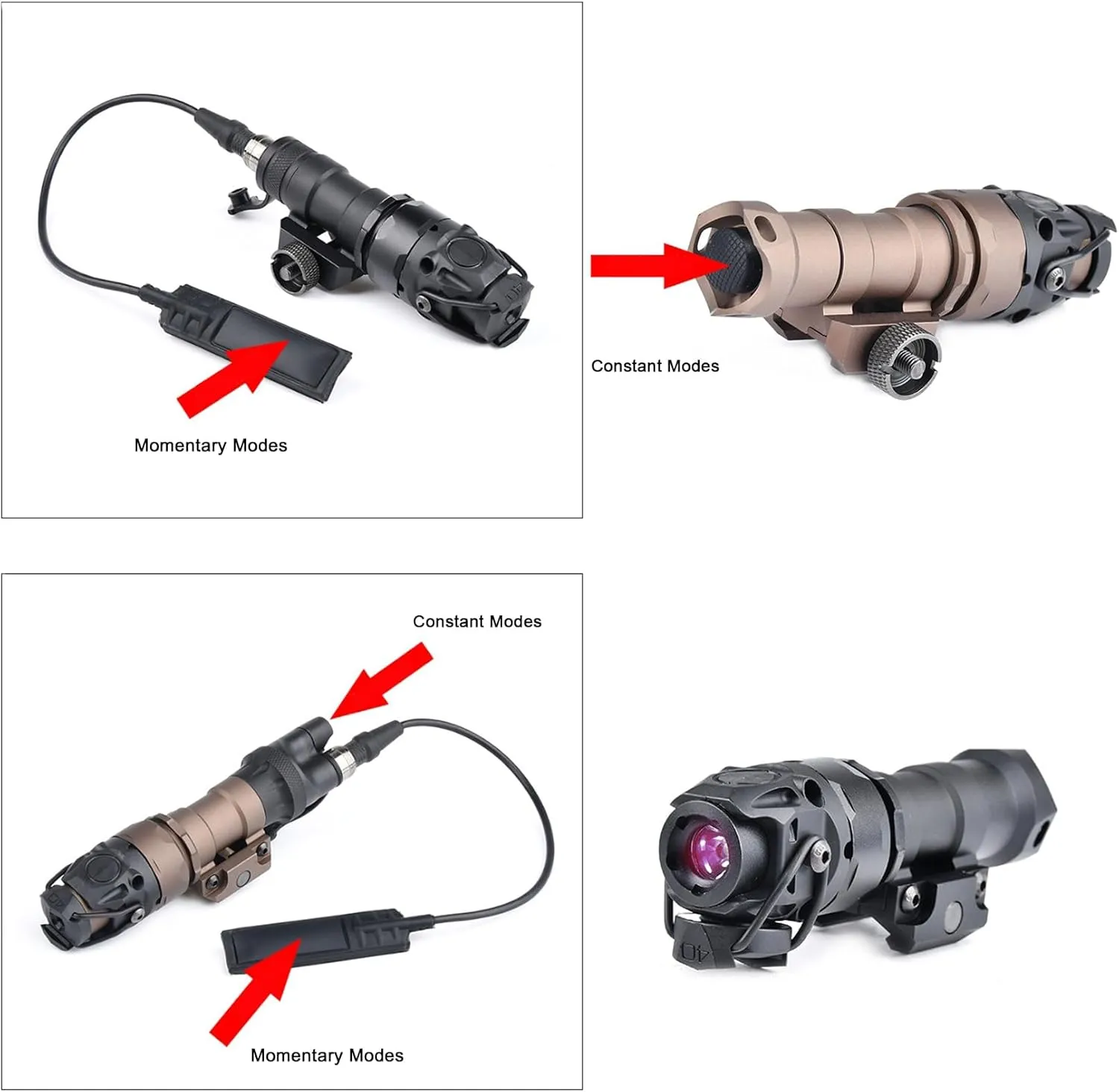 IR Light Scout Flashlight，850nm IR Illuminator LED Mini Scout Torch Light，Infrared Light Night Vision Flashlight，with Remote Pressure Switch Pad & QD Mount Base Combo，For 20mm Rail Mounting，Tan