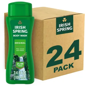 Irish Spring Men's Body Wash Shower Gel, Original Clean, Travel Size Body Wash, 3.40 Fl Oz (Pack of 24)