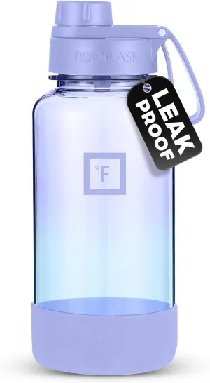 IRON °FLASK Clear Tritan Trekker Water Bottle with Chug Lid & Rubber Boot - Leak Proof & Lightweight for Gym, Hiking, Sports - Dishwasher Safe, BPA Free Plastic - Cotton Candy, 32 Oz