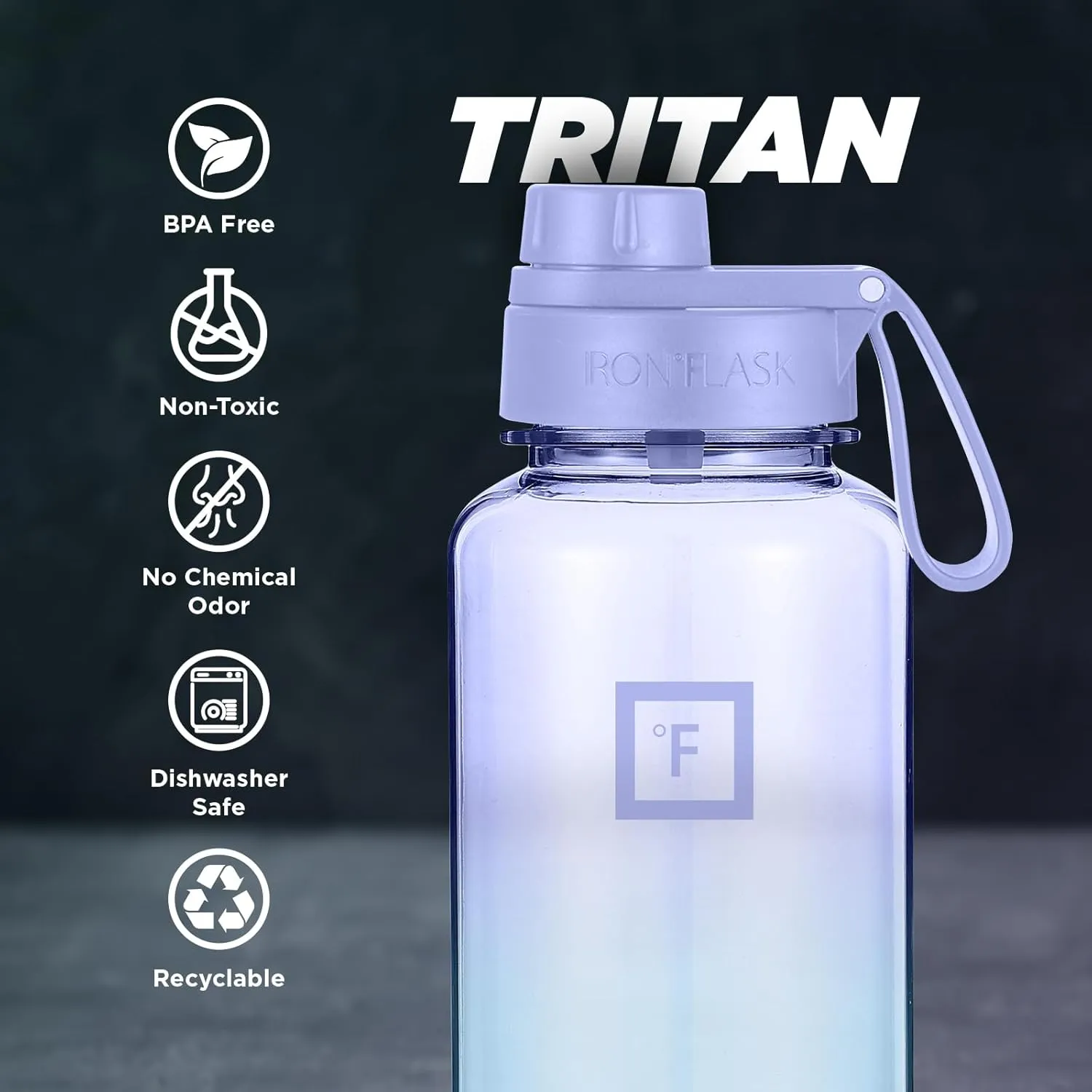 IRON °FLASK Clear Tritan Trekker Water Bottle with Chug Lid & Rubber Boot - Leak Proof & Lightweight for Gym, Hiking, Sports - Dishwasher Safe, BPA Free Plastic - Cotton Candy, 32 Oz