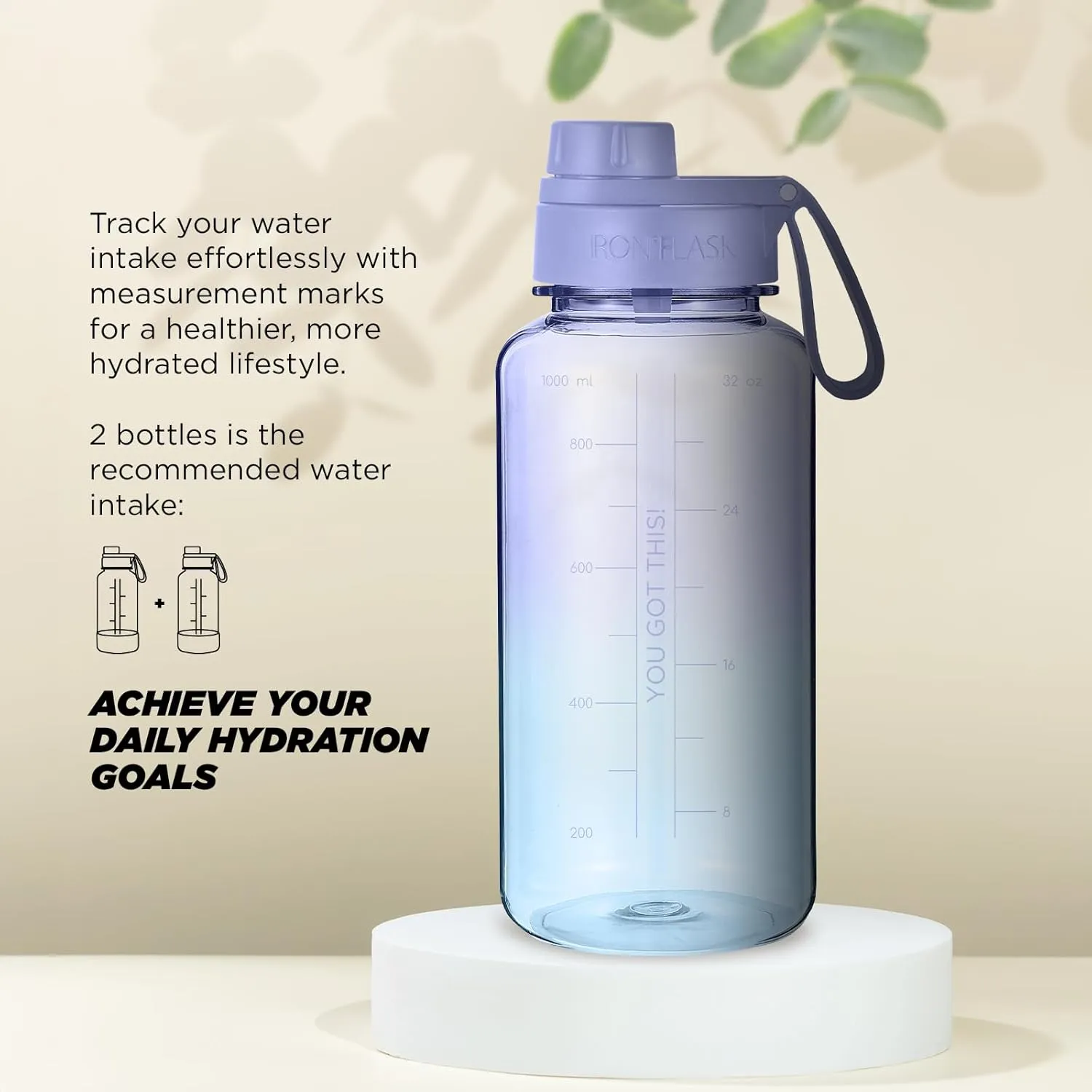 IRON °FLASK Clear Tritan Trekker Water Bottle with Chug Lid & Rubber Boot - Leak Proof & Lightweight for Gym, Hiking, Sports - Dishwasher Safe, BPA Free Plastic - Cotton Candy, 32 Oz