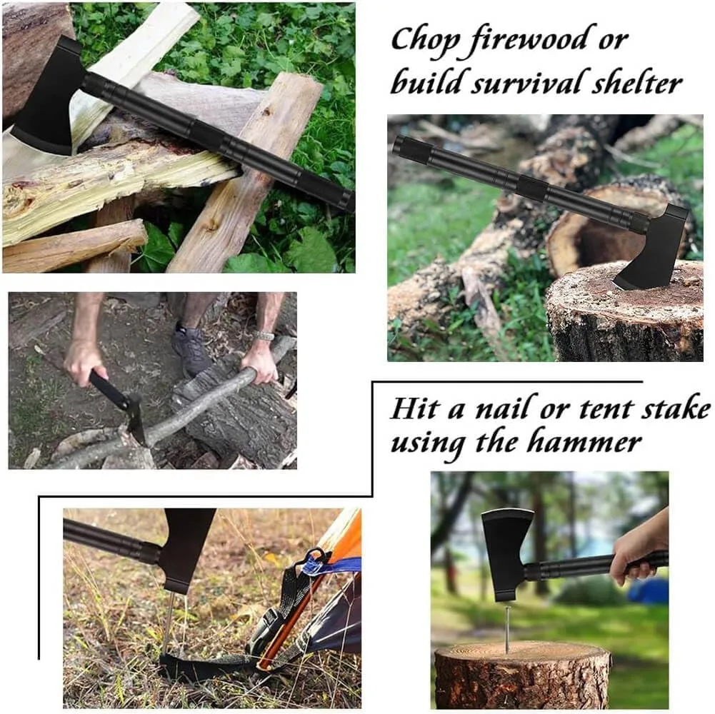 iunio Camping Shovel,Shovel Folding, Portable, Multitool, Foldable Entrenching Tool, Collapsible Spade, for Backpacking, Trenching, Hiking, Survival, Car Emergency