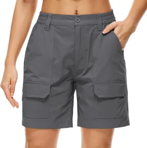 Jessie Kidden Womens Stretch Cargo Hiking Shorts Quick Dry Elastic Waist 7" Casual Shorts for Women