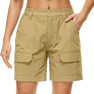 Jessie Kidden Womens Stretch Cargo Hiking Shorts Quick Dry Elastic Waist 7" Casual Shorts for Women