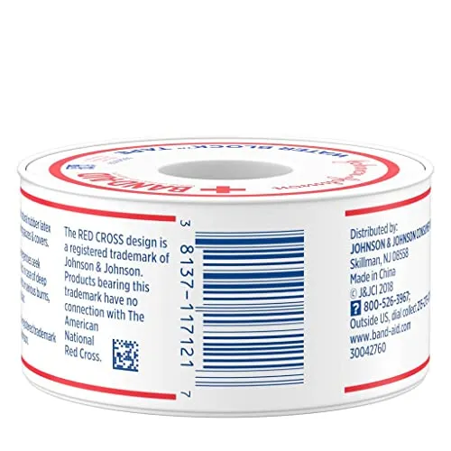 Johnson & Johnson Band-Aid Brand of First Aid Products Waterproof Tape, 1 Inch by 10 Yards (Pack of 12)