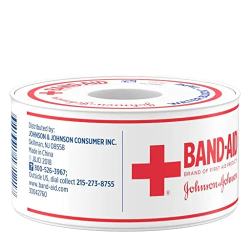 Johnson & Johnson Band-Aid Brand of First Aid Products Waterproof Tape, 1 Inch by 10 Yards (Pack of 12)