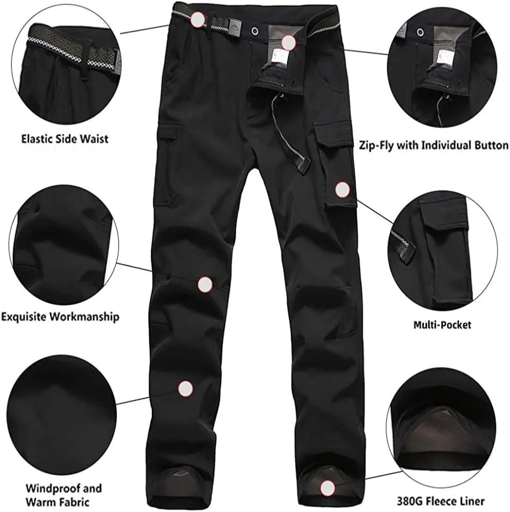 JOMLUN Women's Outdoor Hiking Pants Fleece Slim Soft Shell Snow Ski Pants Waterproof Windproof Winter