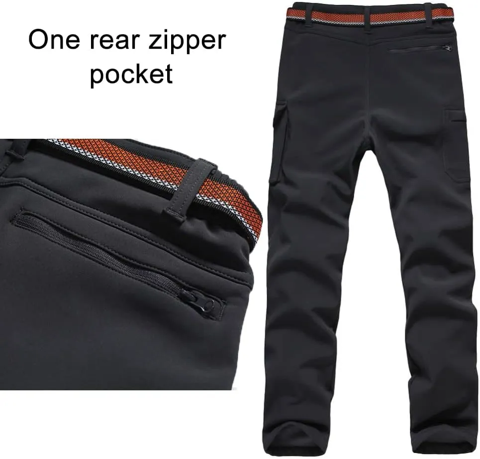 JOMLUN Women's Outdoor Hiking Pants Fleece Slim Soft Shell Snow Ski Pants Waterproof Windproof Winter