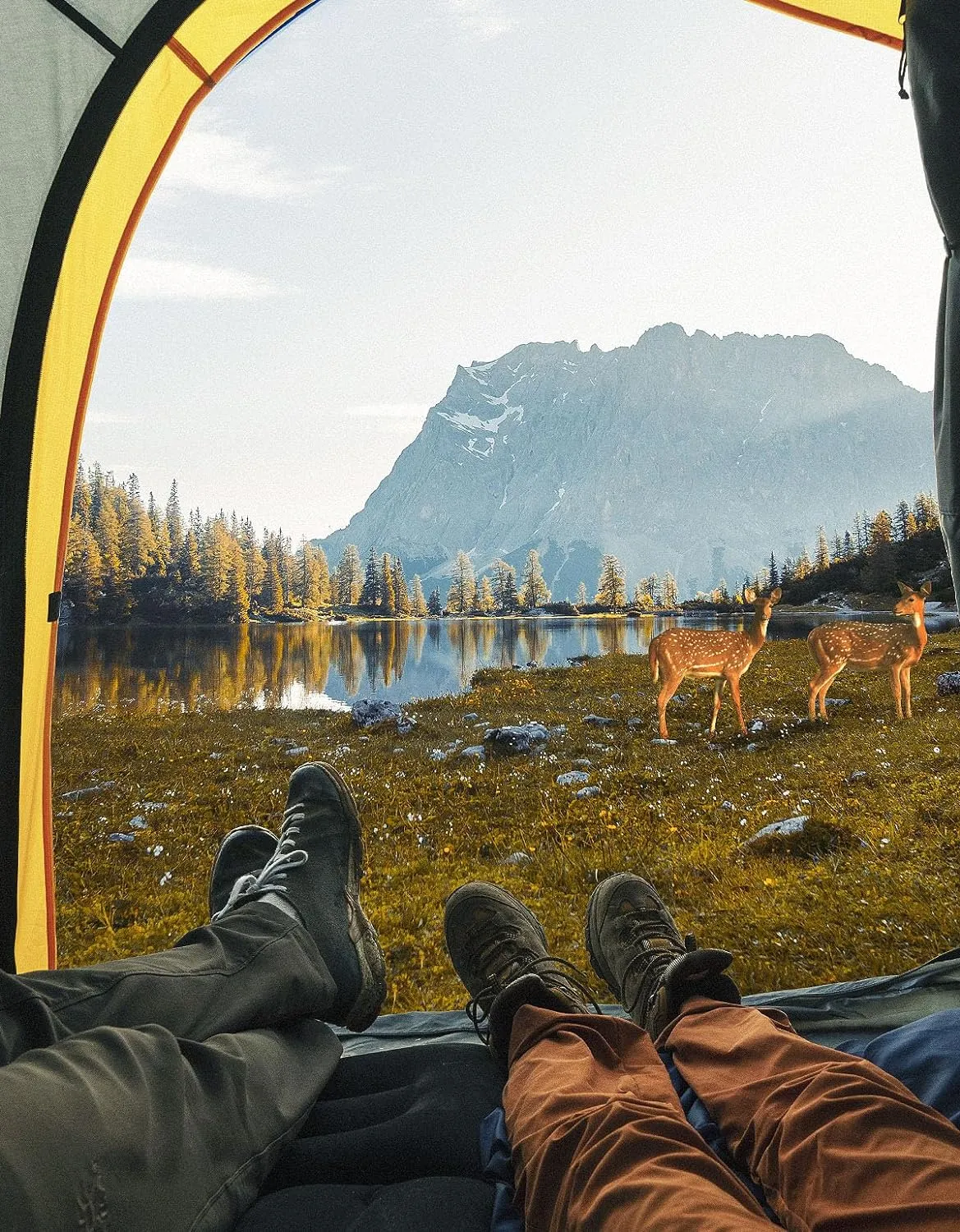 JOYTUTUS Pickup Truck Tent 2.0, Waterproof PU2000mm Double Layer for 2 Person, Portable Truck Bed Tent with Rainfly, 5.5'-6' Camping Preferred - Orange