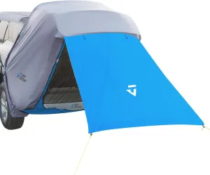 JOYTUTUS SUV Tailgate Tent with Big Awning, Water Resistant SUV Camping Tent with Car Roof Cover, Universal Fit Most Suvs, Car, Grey Blue