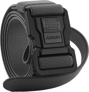JUKMO Men's Tactical Belt with Lock, Military Work 1.5" Stretch Nylon Web Quick Release Belt with Heavy Duty Seatbelt Buckle