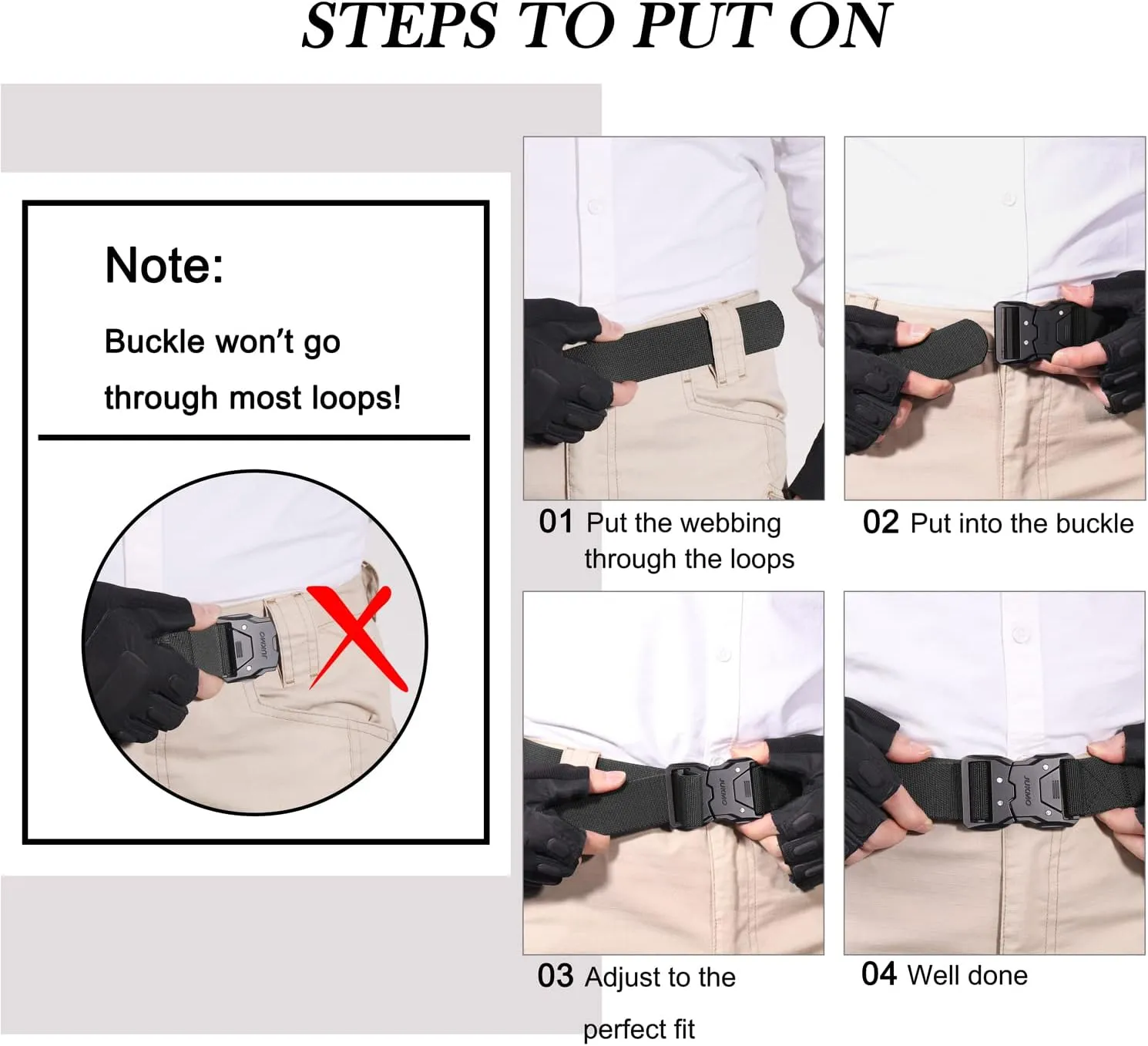 JUKMO Quick Release Tactical Belt, Military Work 1.5" Nylon Web Hiking Belt with Heavy Duty Seatbelt Buckle