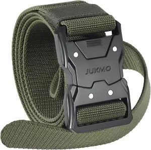 JUKMO Quick Release Tactical Belt, Military Work 1.5" Nylon Web Hiking Belt with Heavy Duty Seatbelt Buckle