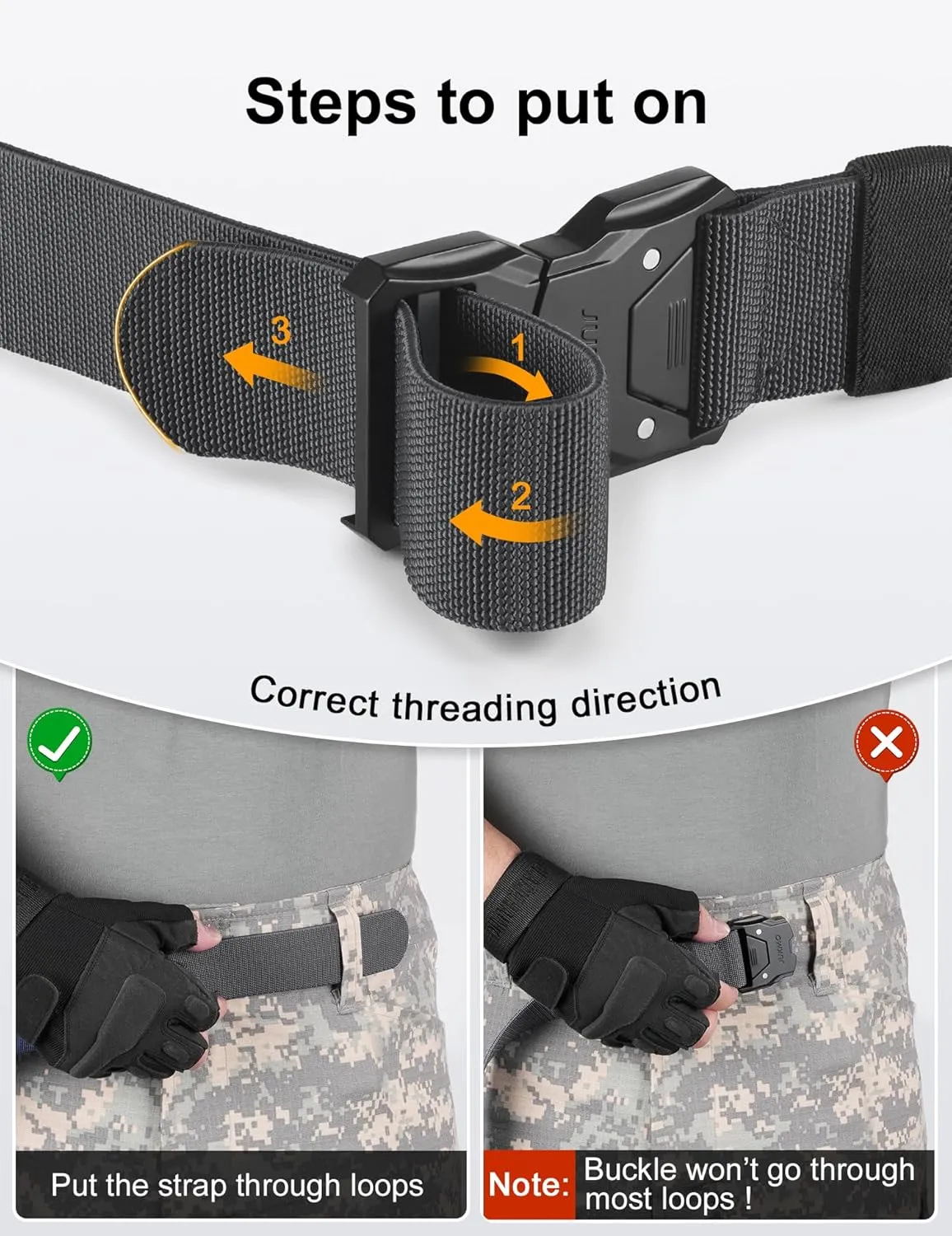 JUKMO Quick Release Tactical Belt, Military Work 1.5" Nylon Web Hiking Belt with Heavy Duty Seatbelt Buckle