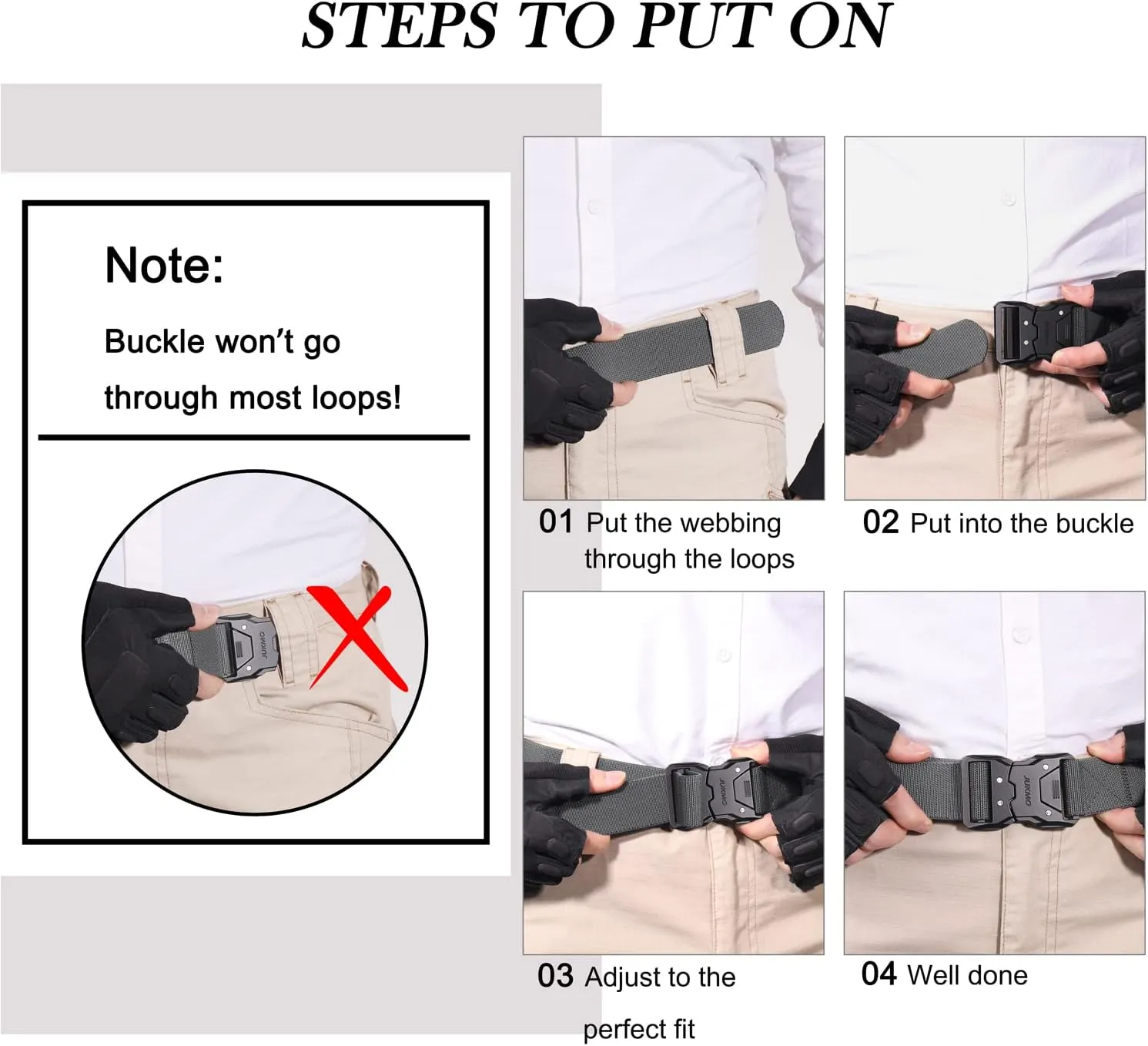 JUKMO Quick Release Tactical Belt, Military Work 1.5" Nylon Web Hiking Belt with Heavy Duty Seatbelt Buckle