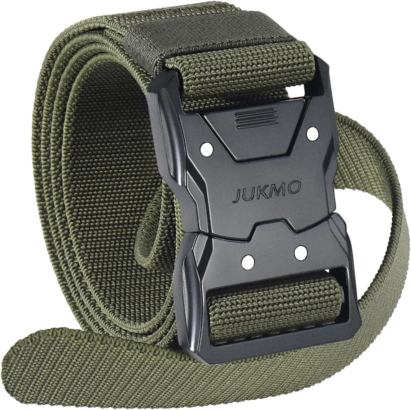 JUKMO Quick Release Tactical Belt, Military Work 1.5" Nylon Web Hiking Belt with Heavy Duty Seatbelt Buckle