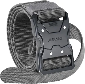 JUKMO Quick Release Tactical Belt, Military Work 1.5" Nylon Web Hiking Belt with Heavy Duty Seatbelt Buckle