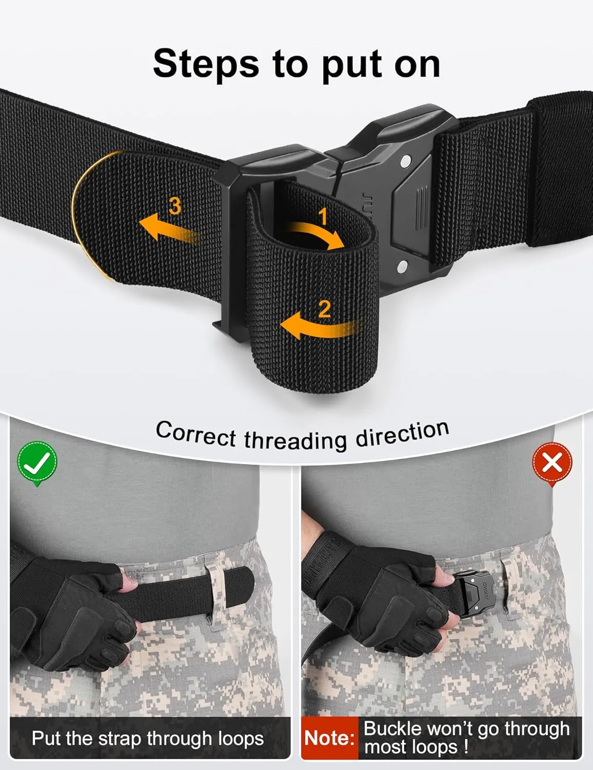 JUKMO Quick Release Tactical Belt, Military Work 1.5" Nylon Web Hiking Belt with Heavy Duty Seatbelt Buckle