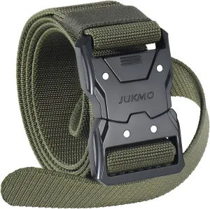 JUKMO Quick Release Tactical Belt, Military Work 1.5" Nylon Web Hiking Belt with Heavy Duty Seatbelt Buckle