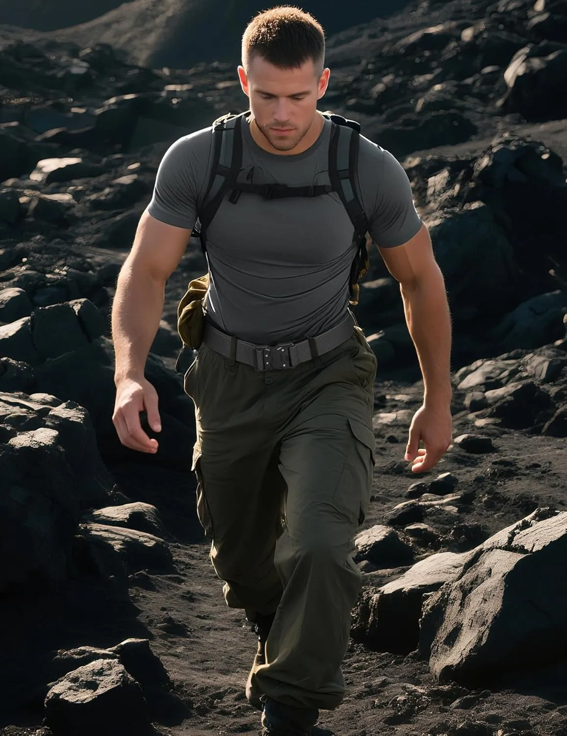 JUKMO Quick Release Tactical Belt, Military Work 1.5" Nylon Web Hiking Belt with Heavy Duty Seatbelt Buckle