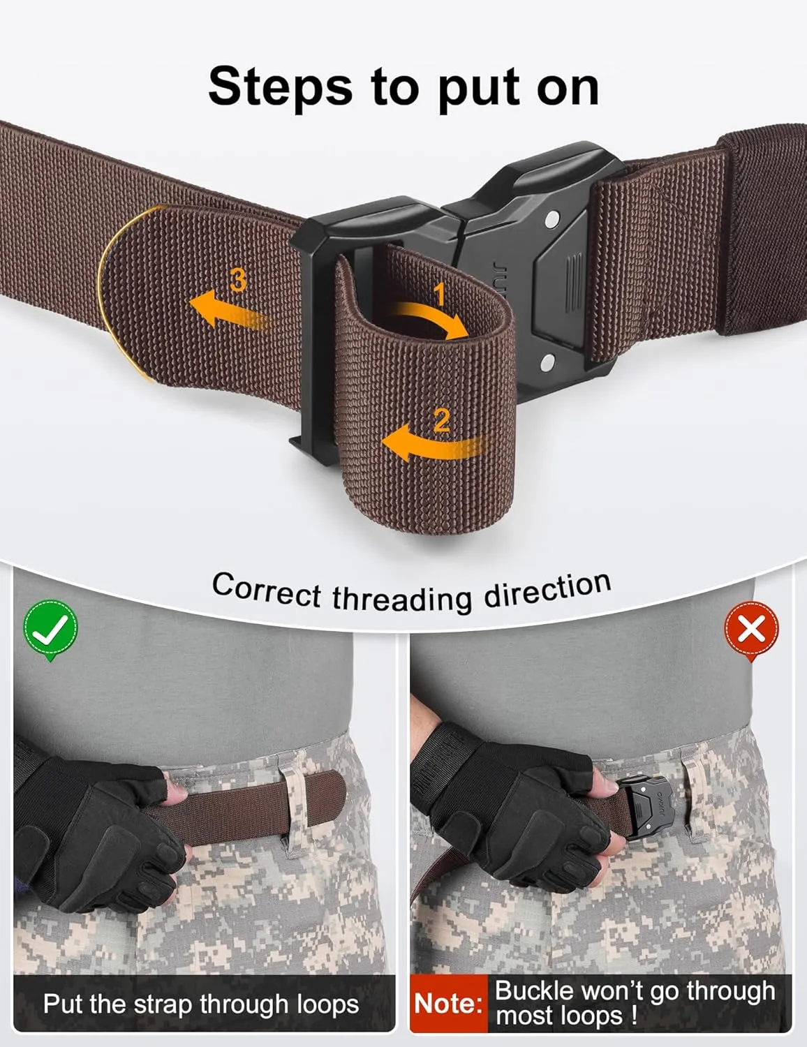 JUKMO Quick Release Tactical Belt, Military Work 1.5" Nylon Web Hiking Belt with Heavy Duty Seatbelt Buckle