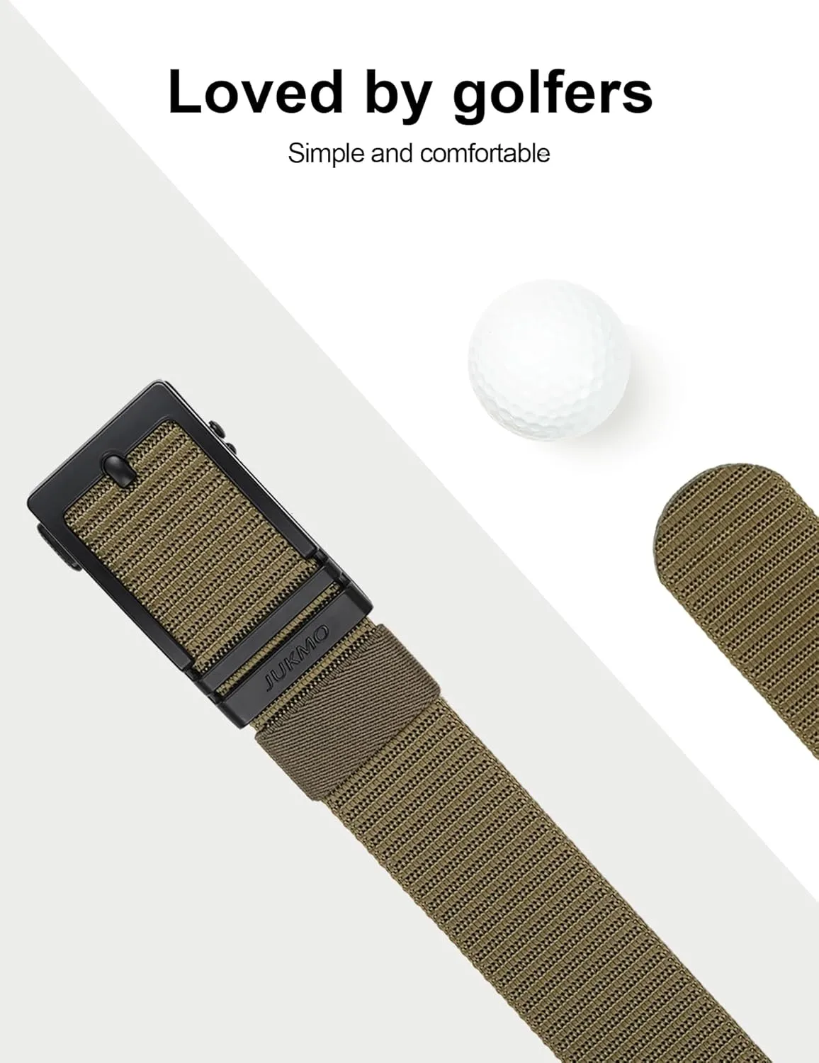 JUKMO Ratchet Golf Belt for Men, Nylon Web Tactical Belt with Automatic Slide Buckle