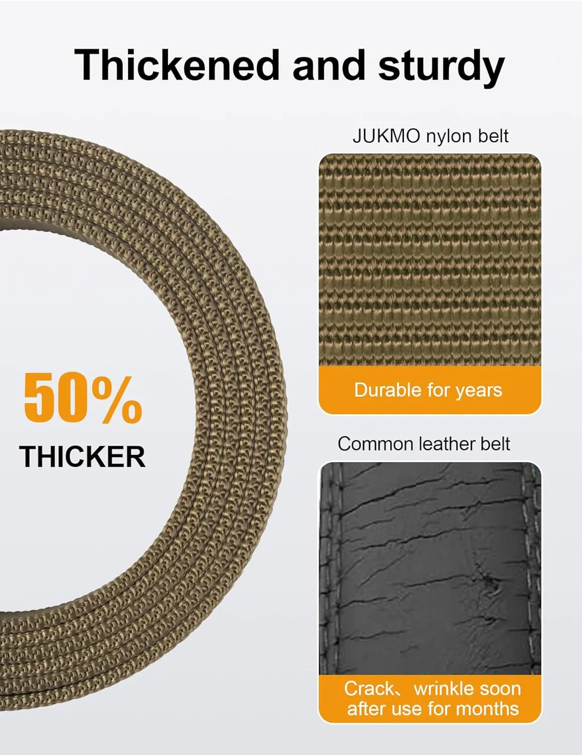 JUKMO Ratchet Golf Belt for Men, Nylon Web Tactical Belt with Automatic Slide Buckle