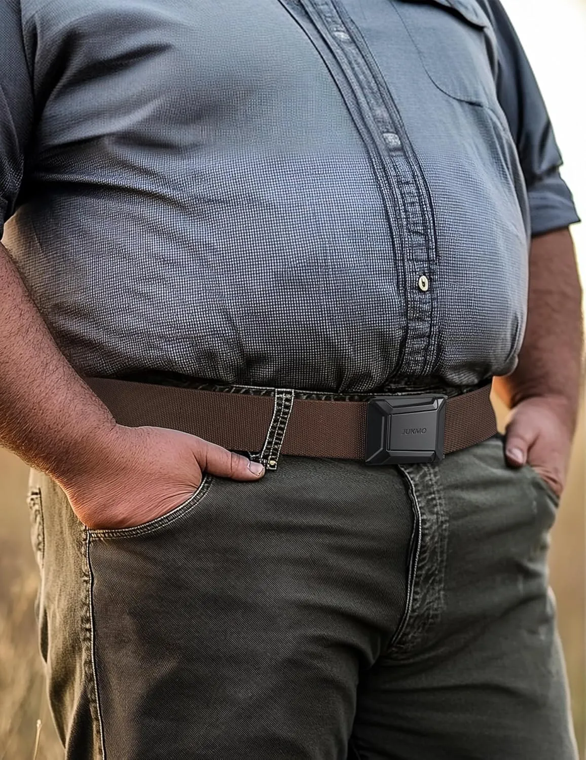 JUKMO Stretch Tactical Belt for Men, Military Work Rigger Hiking 1.5" Elastic Nylon Web Ratchet Quick Release Belt
