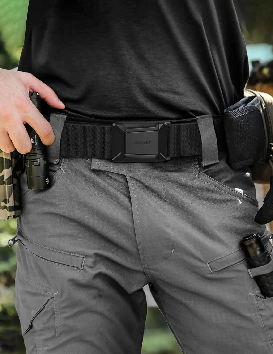 JUKMO Stretch Tactical Belt for Men,2 Pack Military Work Rigger Hiking 1.5" Elastic Nylon Web Quick Release Belt in Gift Box