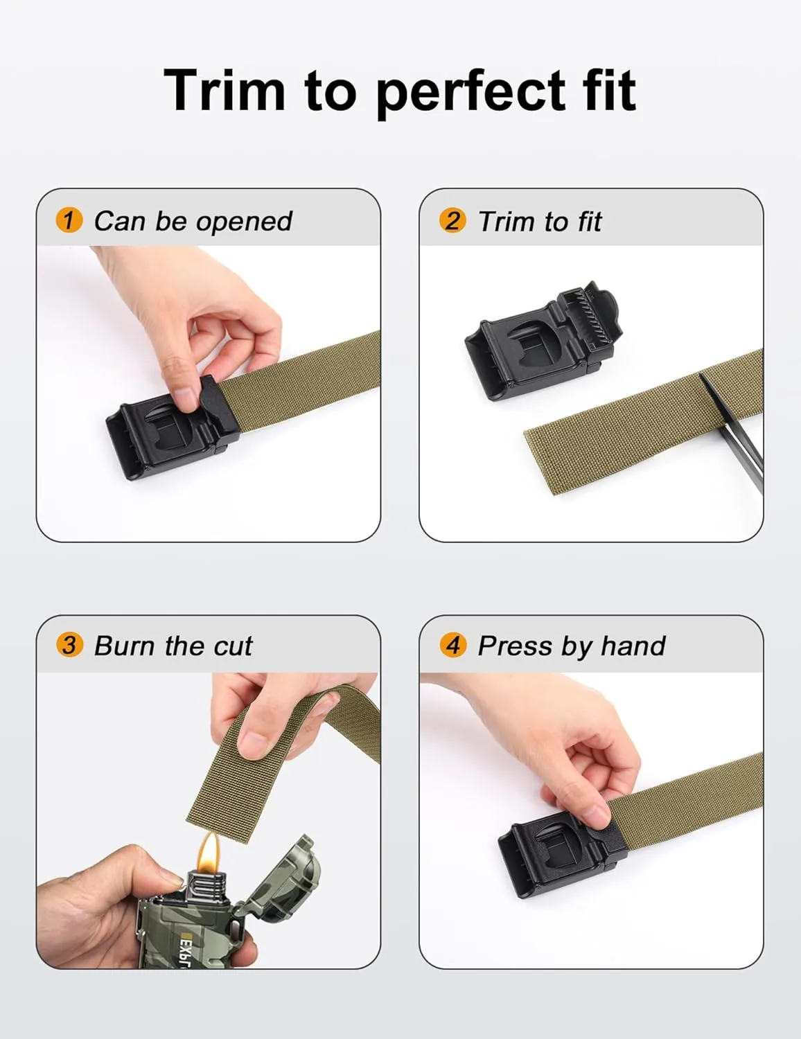 JUKMO Stretch Tactical Belt for Men,2 Pack Military Work Rigger Hiking 1.5" Elastic Nylon Web Quick Release Belt in Gift Box