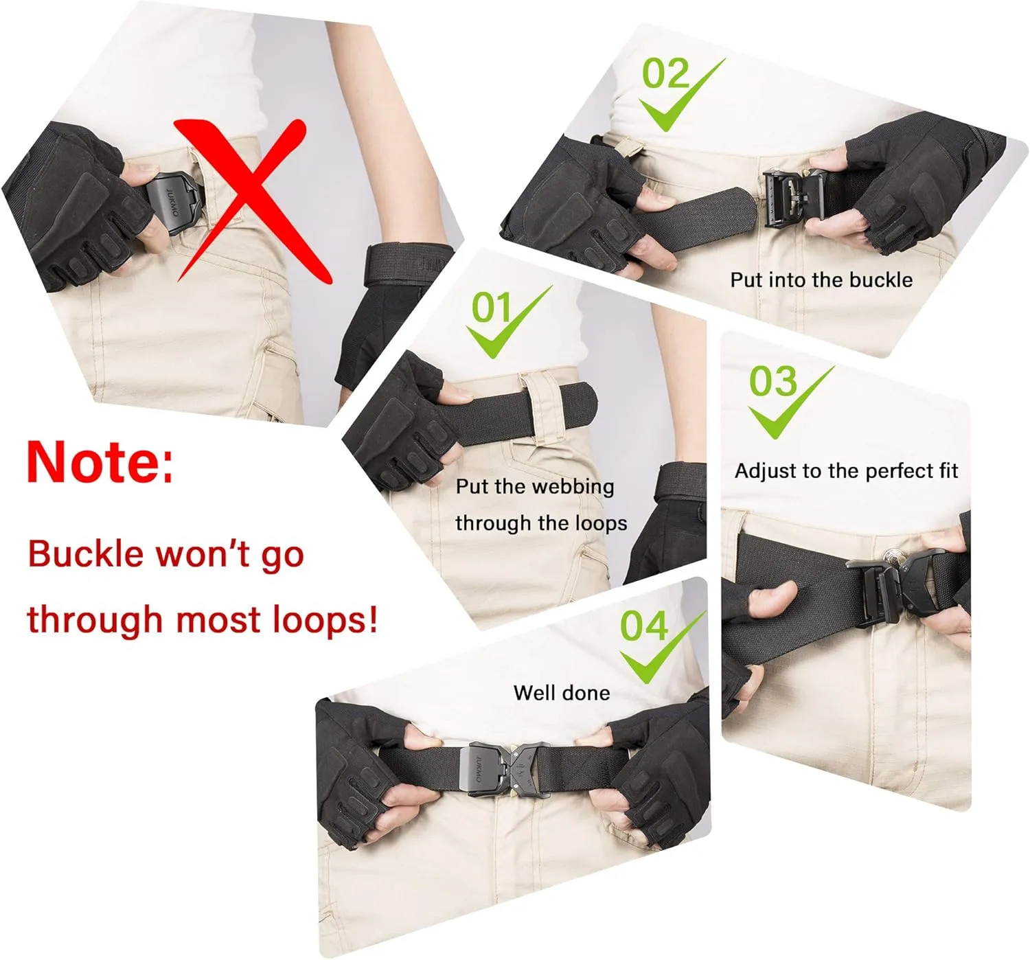 JUKMO Tactical Belt, 2 Pack Military Hiking Rigger 1.5" Nylon Web Work Belt with Heavy Duty Quick Release Buckle