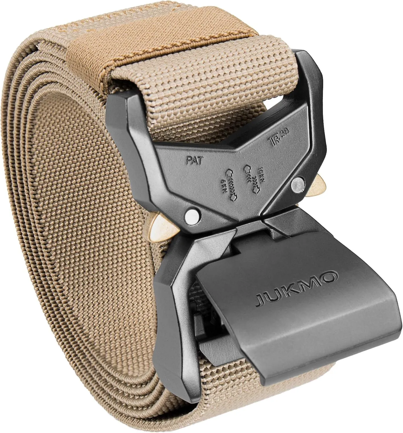 JUKMO Tactical Belt, Military Hiking Rigger 1.5" Nylon Web Work Belt with Heavy Duty Quick Release Buckle